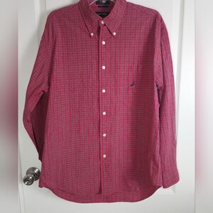 Nautica Men's Red Checkered Shirt Size Large